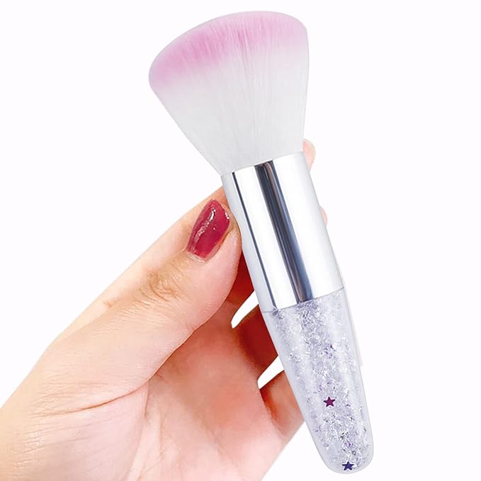 JERCLITY 3 Pieces Soft Nail Brushes Remove Dust Powder for Acrylic Nails Makeup Brushes for Loose Powder Nail Art Brush Nail Clean Up Tools for Women Girls（White Black/White Pink/Black Purple)