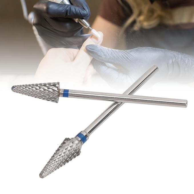 Tungsten Tapered Nail Drill Bit 2pcs, Long Lasting Cone Nail Art Grinding Heads Smooth Shaping, Electric Drill File Removal, for Manicure Pedicure Tool