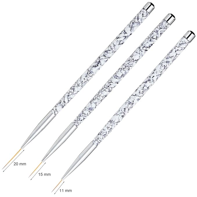 Tbestmax Professional Fine Nail Art Liner Brush UV Gel Painting Acrylic Nail Brushes Striping Brushes for Short Strokes, Details, Blending, Elongated Lines 3 pcs