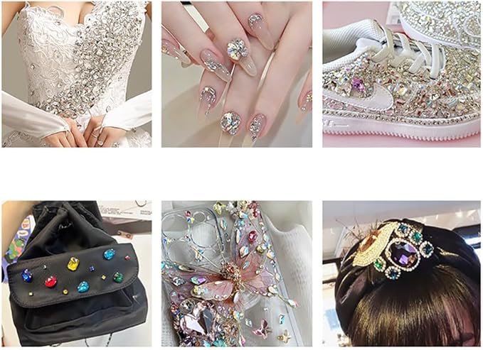150PCS 6 x 12mm Sew On Rhinestones Horse Eye Faceted Rhinestone Mental Flatback with Sliver Claw Bead Charm for DIY Crafts Clothing Dress Decorations, Fuchsia