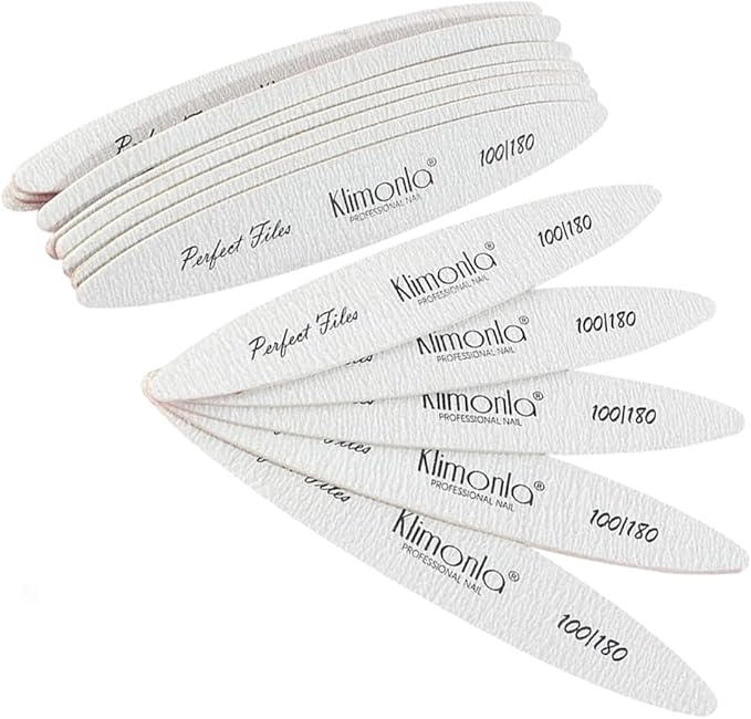 25pcs Professional Oval Nail Files Emery Board Set 100/180 Grit Dual-Grit Buffer Files for Natural & Acrylic Nails Tools Suit for Home Salon