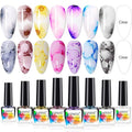 Blooming Nail Polish Watercolor Ink Marble Nail Art Blossom Effect Manicure for Spreading Marble Effect 8 Colors 7ml(0.25fl oz)