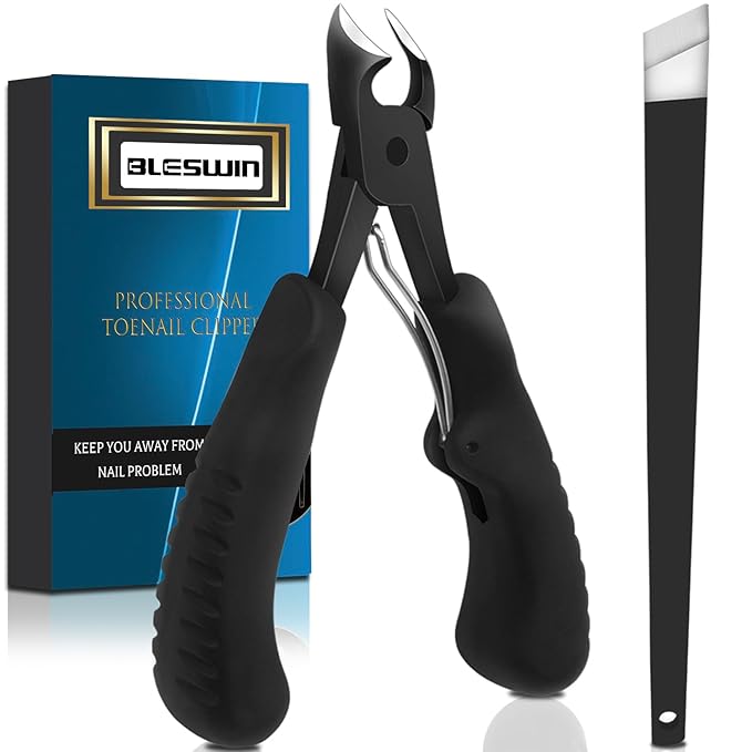 BLESWIN Podiatrist Toenail Clippers Professional, Super Sharp Toe Nail Clippers for Thick Toenail for Seniors or Ingrown Nail, Heavy Duty Toe Nail Nipper with Pedicure Knife