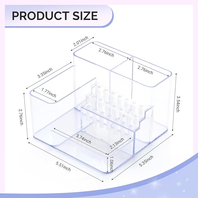 MelodySusie Nail Drill Holder, 21 Holes Nail Drill Bits Holder, Professional Acrylic Nail Tools Storage Box, Organizer Displayer for Manicure Efile Accessories Nail Drill Kit, Salon Home, Clear