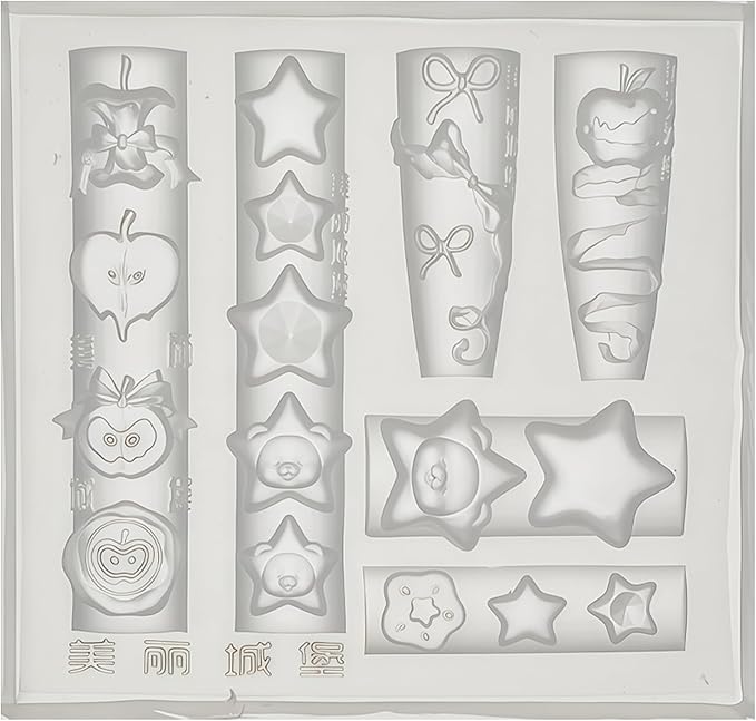 1 Pcs Apple and Star Silicone Nail Art Molds for Women Resin Nail Design