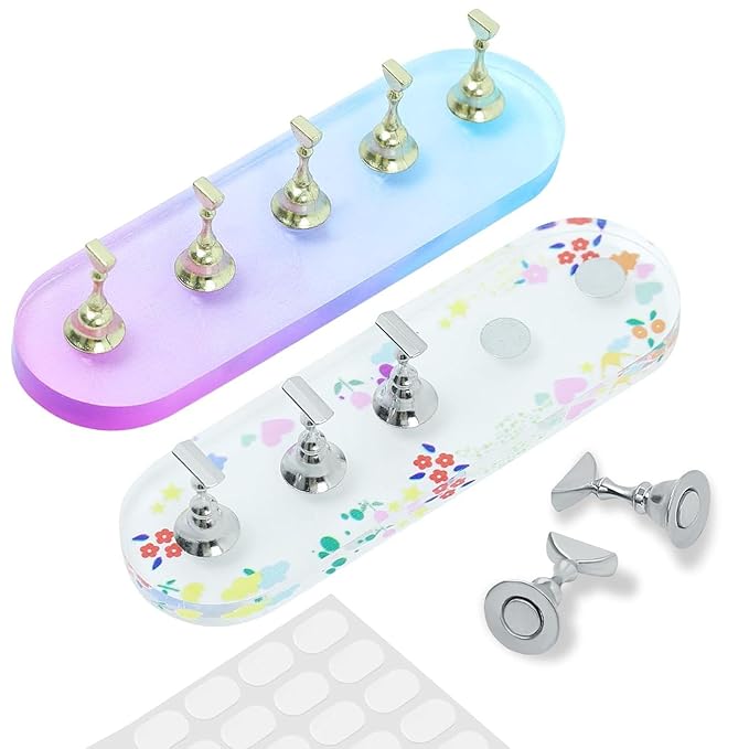 Ruteail Nail Art Display Stand - 2 Sets, 100 Pcs Reusable Stickers, Magnetic, DIY Beginner Salon Supplies