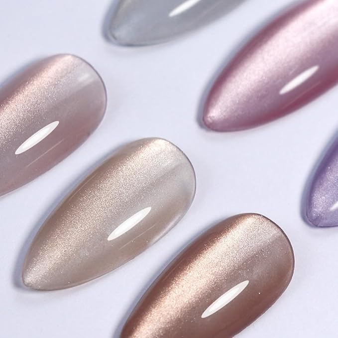 VARNAIL Moonlight Cat Eye Gel Polish Kit 6 Colors, Glitter 9D Holographic Gel Polish with Magnet, Soak off U V Light Nail Polish Set 15 ml/ Bottle, Salon Quality Magnetic UV Nail Polish