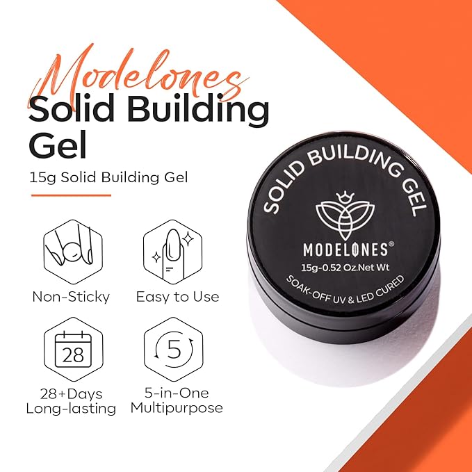 modelones 3D Sculpting Gel, Milky White Solid Nail Builder Hard Gel for Nail Art Molding & Extensions for Chrome Powder, Spring Nails Glitter Polish Home DIY Manicure, U V Lamp Needed
