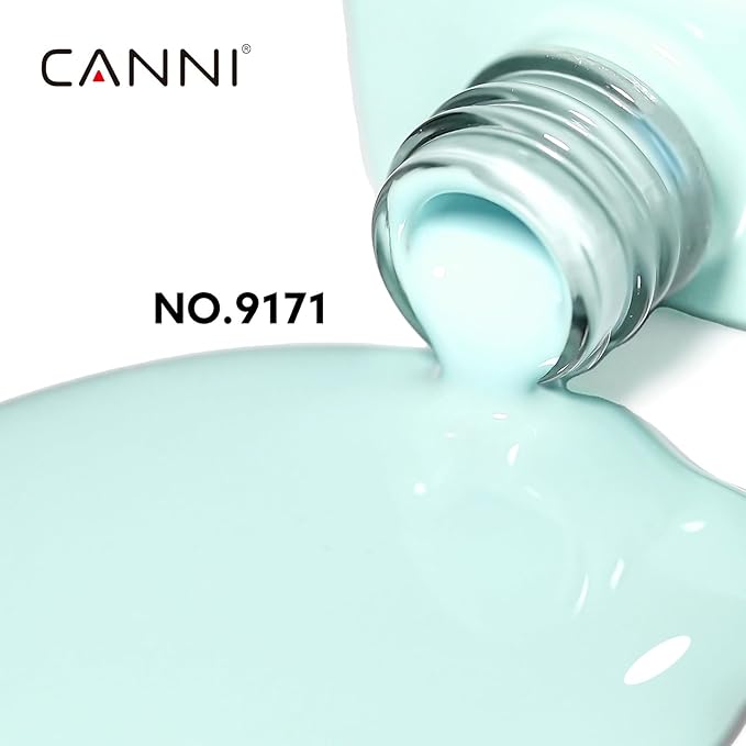 CANNI Mint Green Gel Nail Polish, 1Pcs Light Pastel Green Gel Polish Lime Mint Color Soak Off U V Nail Manicure Salon DIY at Home