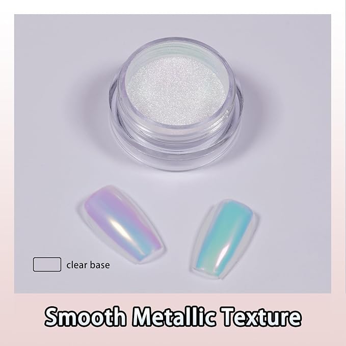 6 Colors Set 0.5g/Jar Chrome Nail Powder Mirror Effect Mermaid Aurora Pearl White Glitter Iridescent Pigment Color Shift Dust Nail Art Decoration