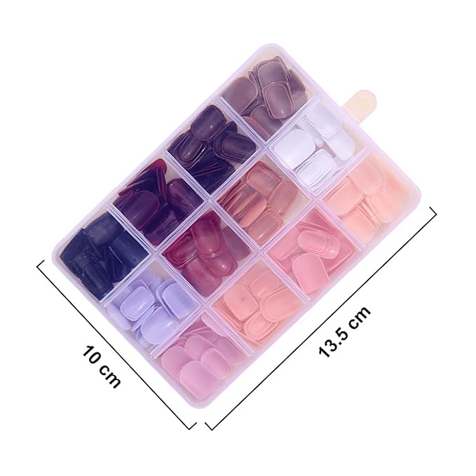 12Packs 288Pcs Short Square Press on Nails Pure Fake Nails Soft Gel False Nails Kit Square Nail Tips Solid Color Acrylic Nails Art for Women Manicure Deco 15 Size - 12 Colors