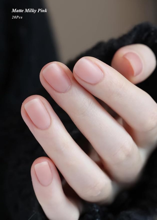 Semi Cured Gel Nail Strips (Matte Milky Pink), Translucent, 20 PCS Gel Nail Wraps, Stickers, UV Light Required, Salon Quality, Long Lasting