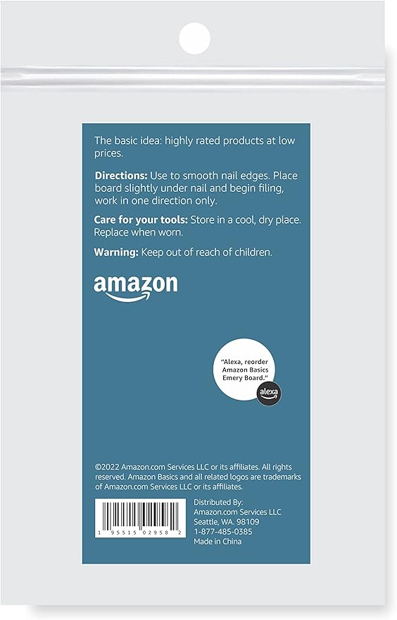 Amazon Basics Double Sided Nail Files Emery Boards for Natural Nails, Nail Care, Home and Salon Use, Pedicure, 50 Count, Brown