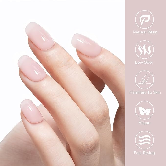 MEGIOR Milky Pink Jelly Gel Nail Polish 0.5 Fl Oz Neutral Transparent Colors Soak Off UV LED Lamp Light Cure Gel Polish Kit for Salon and Nail Art Starter Manicure DIY at Home