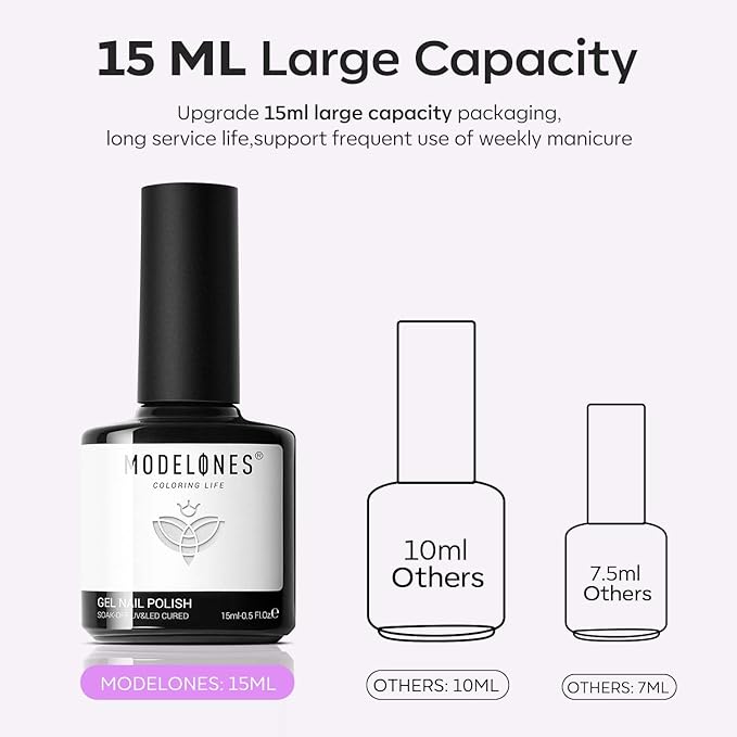 modelones White Gel Nail Polish Pearl White Gel Polish 15 ML Glitter Shimmer Mermaid Nail Gel Soak Off UV Gel for Salon DIY Manicure