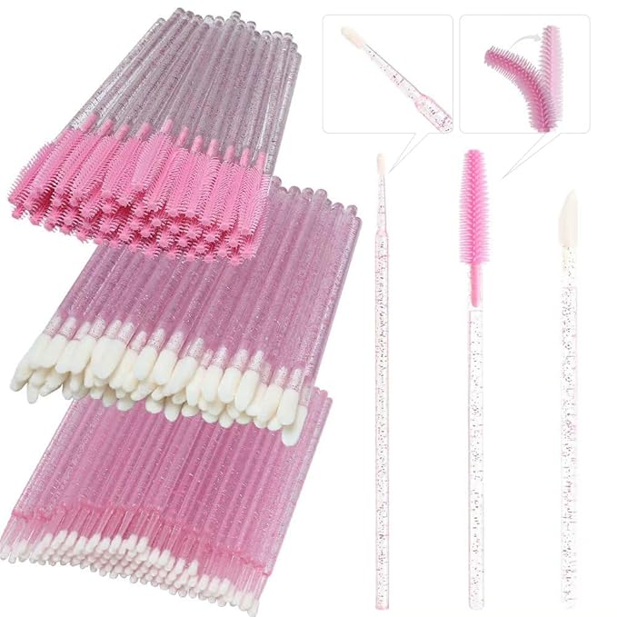 300 Pack Disposable Spoolies Brushes Sets Mascara Wand Lip Brushes Cotton Swab for Eyebrow Eyelash Extension Tattoo Lipstick Applicator
