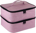 Meichoon Portable Nail Polish Carrying Organizer Case with Adjustable Bottle Compartment 30 Bottles of Gel Lamp and Manicure Tools Large Makeup Bag Travel with Removable Divider Pink