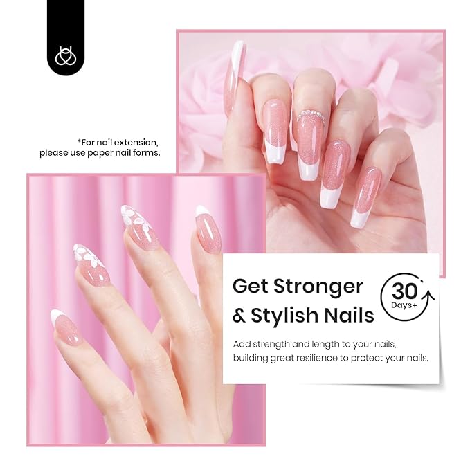 Beetles Builder Gel for Nails HEMA-Free, 15 ML 7 in 1 Pink Glitter Builder Nail Gel for Nail Apex & Nail Extension Builder Strengthening Nail Art Design for Beginner Women,UV & LED Lamp Needed