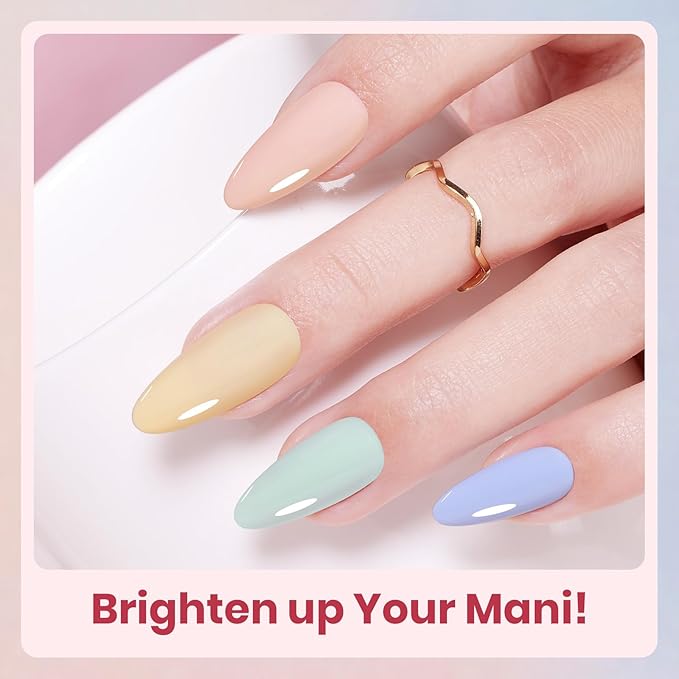 beetles Pastel Gel Polish Set - Soft Echo Collection, 6 Colors Pastel Pink Yellow Blue Polish Macaron Spring Easter Nails Soak Off Uv Gel Manicure Nail Art Design DIY Home Salon