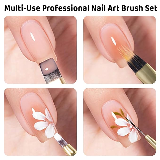 Nail Art Brushes 9PCS, Professional Acrylic Nail Brushes Set for Acrylic Polygel Builder Gel Nail Extension Manicure, For Nail Design Painting Diy And Clean Polish Mistake On The Cuticles