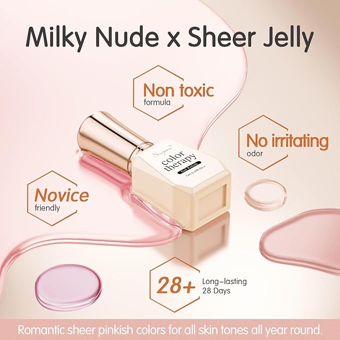 Nude Pink Gel Nail Polish Set- 6 Colors Sheer Milky White Jelly Gel Polish All Seasons Skin Tones Neutral Gel Polish Kit, Soak Off LED Gel Nail Kit Manicure DIY Home