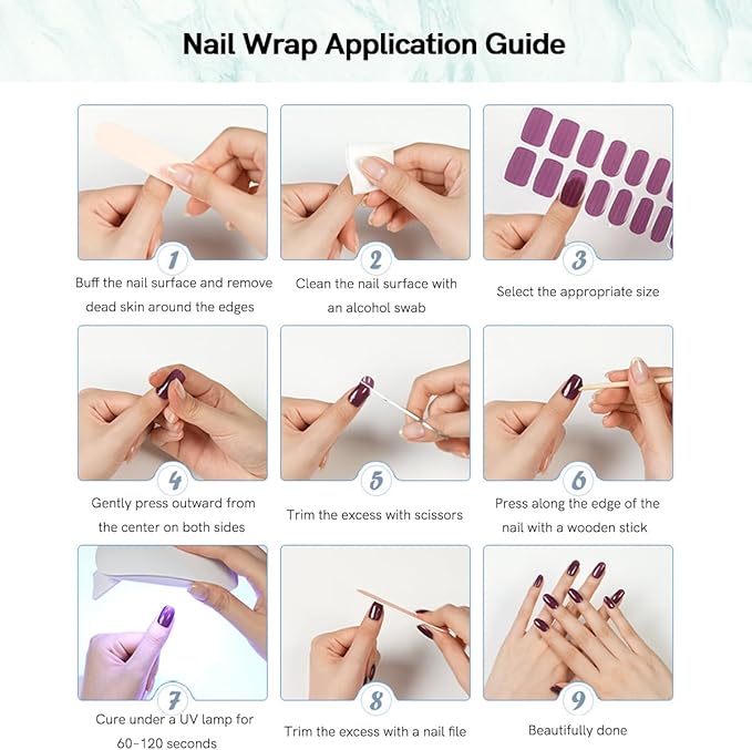 Semi Cured Gel Nail Strips - 20Pcs Red French Tip UV Gel Nail Wraps with Gold Star Design, Long Lasting Salon-Quality Stickers, Includes Nails File & Wooden Stick - UV/LED Lamp Required