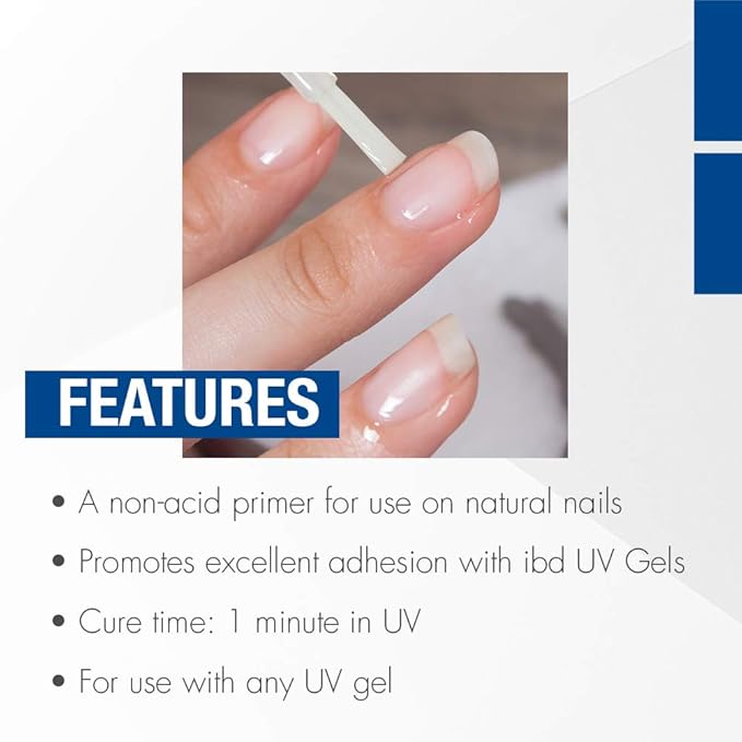 IBD Non-Acidic Nail Primer, UV Bonder for Excellent Adhesion, Great for Nail Gels and Acrylic Nails 0.5 oz
