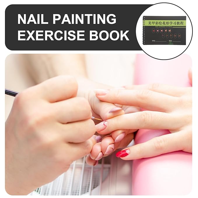 FRCOLOR Nail Art Practice Book Nail Painting Practice Template Nail Design Book Manicure Drawing Exercise Book for Nail Design for Beginners