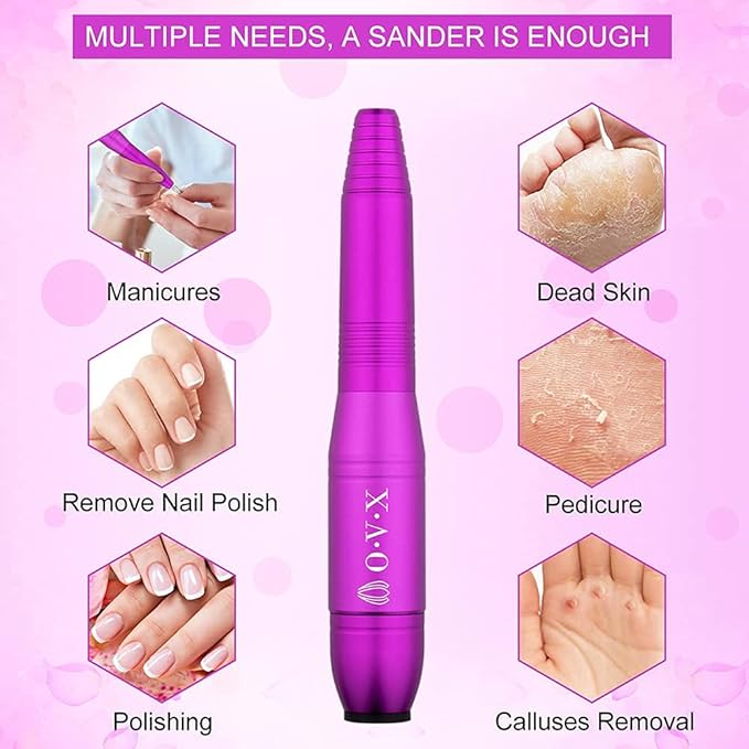 20000RPM Professional Electric Nail File Portable Manicure Pedicure Machine Kit for Acrylic Gel Nails with Sanding Bands,Nail Drill Bits and Brush