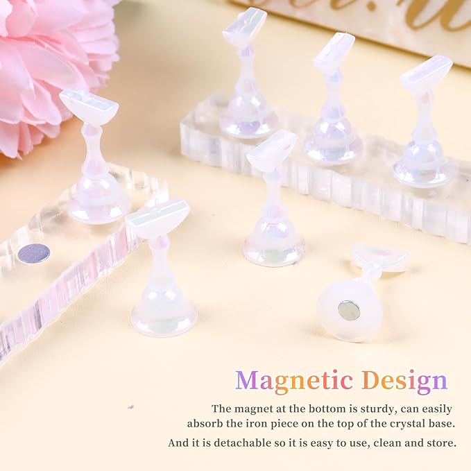 BQAN 2 Set Nail Holder for Painting Nails, Transparent Acrylic Nail Stand for Press on / Fake Nail Tips Training / Nails Display with 96 Pcs Reusable Adhesive Putty