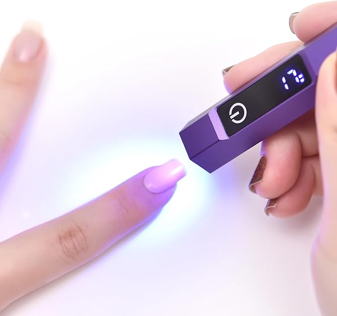 Handheld LED UV Light for Gel Nails Mini Nail Lamp Portable Cordless Rechargeable Type-C Nail Dryer with Display for Fast Curing, DIY Nails Tool, Grey, for Home DIY & Nail Salon