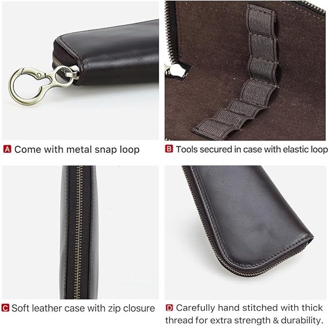 CONTACTS Full Grain Leather Manicure Set Case Travel Nail Clipper Pouch Empty for Men Personal Tools Pouch by Handmade (Case Only)
