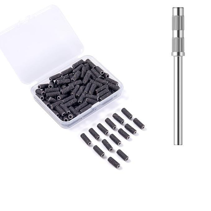 Small Nail Sanding Bands for Nail Drill 100pcs,3.1mm Mini Nail Sanding Mandrel Bits 120 Grit Medium Nail File Bits for Acrylic Nails Gel Manicure Pedicure Nail Prep Salon Supplies,Black