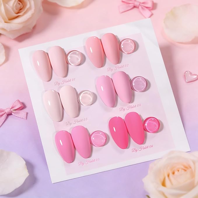 Born Pretty Pink Gel Nail Polish Set 6 Colors Valentine's Day Gift Sweet Light Baby Pink Nude Soak Off U v Gel Polish Kit for Salon Manicure and Nail Art DIY at Home