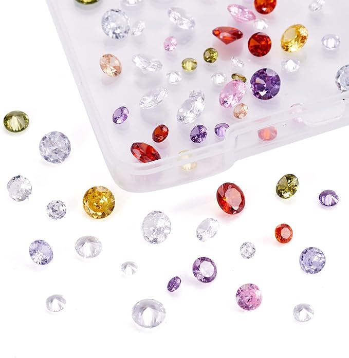 Craftdady 80Pcs Cubic Zirconia Faceted Rhinestone Cabochons 2.5/3/4/5mm Pointed Back Crystal Diamante Gems Mixed Colors for Clothes Shoes Nails Decoration Jewelry Making