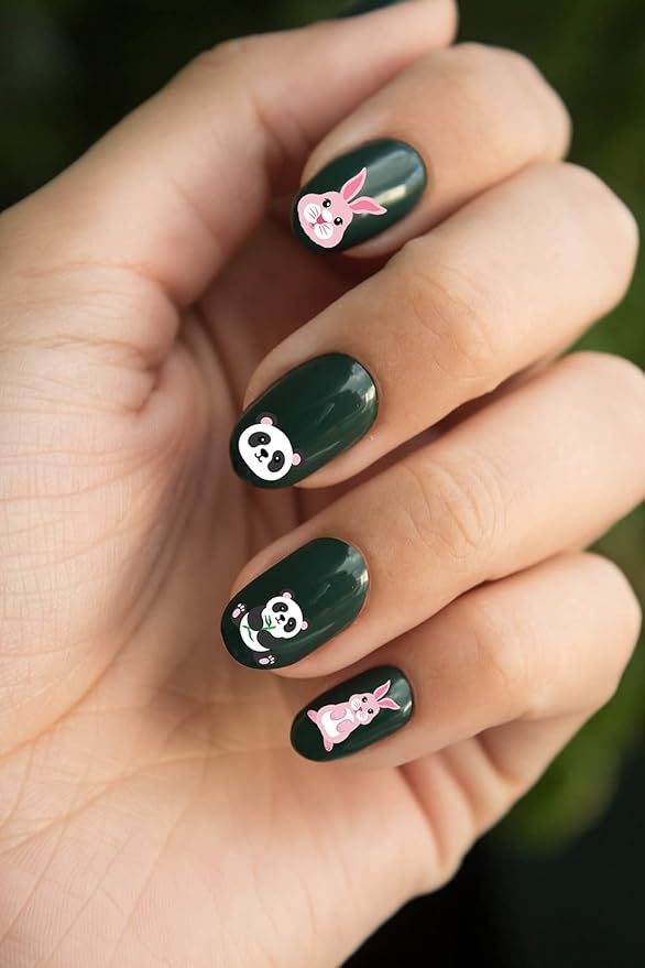 WIRESTER 8 Sheets of Nail Art Stickers Decals, Self-Adhesive Nail Decals for Women Kids Girls Nails Decorations - Forest (Cute Animal, Giraffe, Lion, Tiger, Wolf, Fox, Monkey, Hippo, Panda, Zebra)