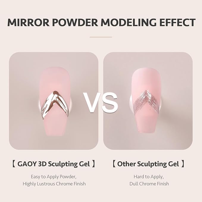 GAOY 3D Sculpting Gel for Nail Art, Semi-solid Modeling Gel for Rubbing Chrome Nail Powder, Sticking Rhinestones and Painting, No Wipe