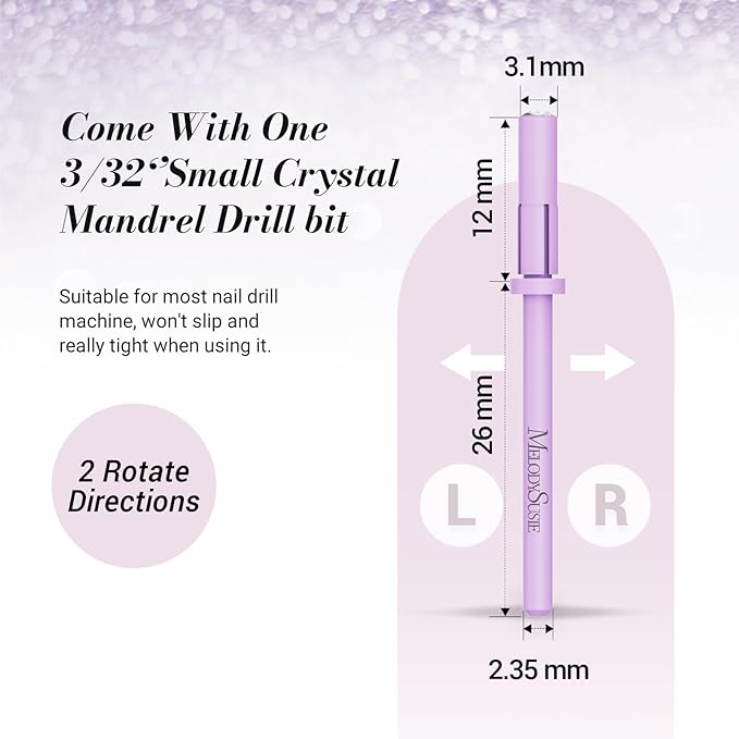 MelodySusie 50 Pcs Nail Drill Bits Small Sanding Bands with 3.1mm Mandrel Bit, 240 Extreme Fine Grit Nail File for Acrylic Nails Gel Manicures and Pedicure, Purple