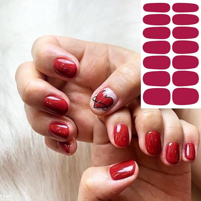 WOKOTO 20 Pcs Solid Nail Polish Strips, Self Adhesive Solid Nail Stickers And 1 Nail File Kit 14 Tips Per Sheet Glitter Fingernail Stickers gel nail strips Wraps For Women And Girls DIY Manicure