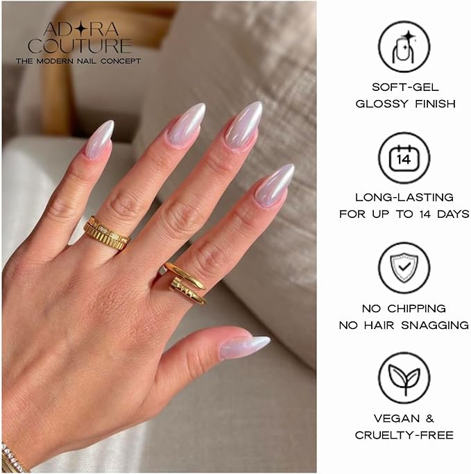 Semi Cured Gel Nail Strips with 20 Pieces - UV Gel Stickers, Manicure Kit, Easy Application Wraps Includes Prep Pads, Nail File, Wooden Stick - UV Light Required (Sunlight)