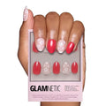 Valentines Day Glamnetic Press On Nails - Red Blossom | Glossy and Matte Short Oval Nails with Floral Accents, Salon Quality | 15 Sizes - 30 Nail Kit with Glue
