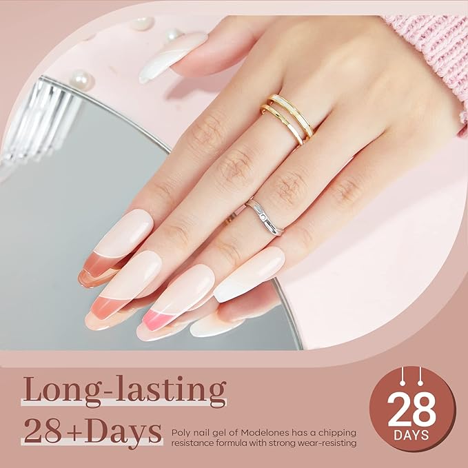 modelones Poly Nail Gel Set, 6 Colors Nude Pink Brown Daily Collection Poly Extension Gel Set Builder Manicure DIY Design Nail Art Home Salon Beauty Gift