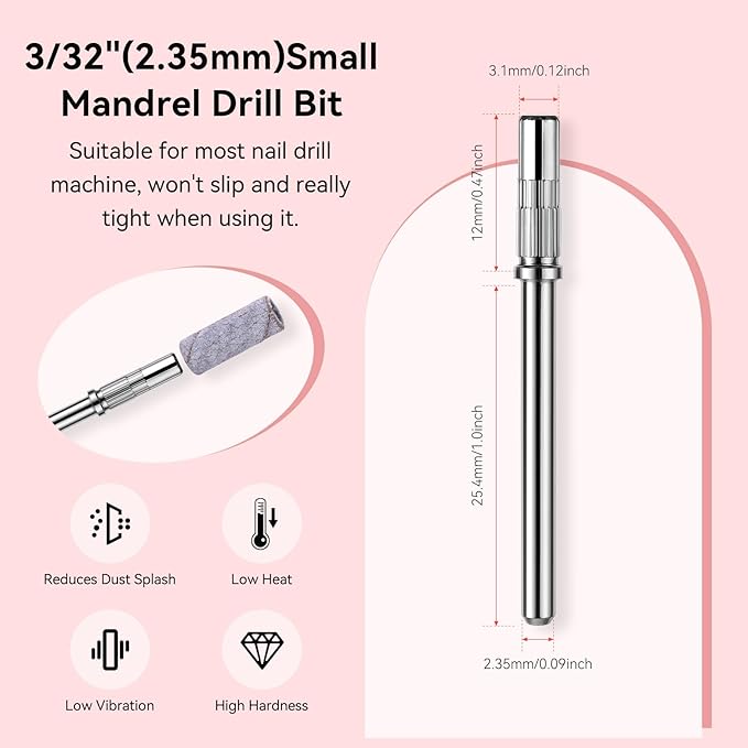 Makartt Nail Drill Bits Sanding Bands - for Nail Drill 100 PCS 4 Color Coarse Fine 80/120/180/240 Grit File Sand with 3.1mm Mini Mandrel Nail Bit Set for Acrylic Nails Gel Manicures and Pedicure