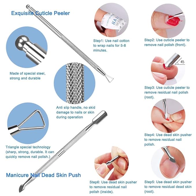 Professional Cuticle Nippers Kit, Cuticle Trimmer with Cuticle Pusher & Other Durable Nail Care Manicure Kit for Women, Premium Stainless Steel & Ergonomic Design, Travel & Gift