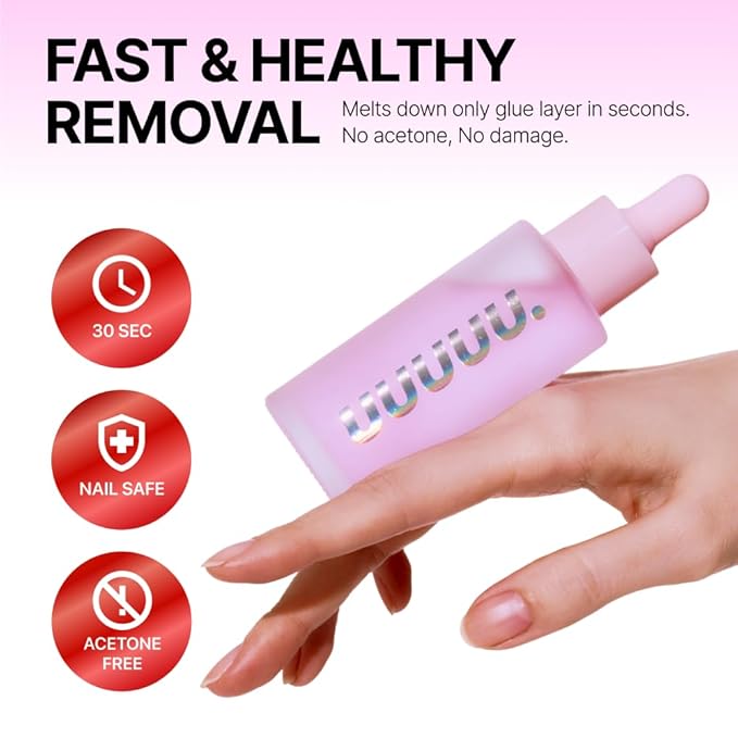 UUUUU Gel Nail Strip and Press Ons Remover | Magical Nail Serum Remover for Semi-Cured Gel Strips | Gel Remover for Nails | Non-Toxic, Odorless, Gentle & Nourishing Formula | Vegan & Cuticle-Safe