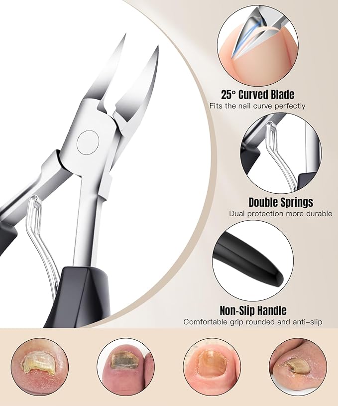 Toenail Clippers for Thick Nails - Ingrown Toenail Removal Kit - 12Pcs Podiatrist Grade Toe Nail Clippers for Seniors Men Women - Professional Home Pedicure Tools for Feet