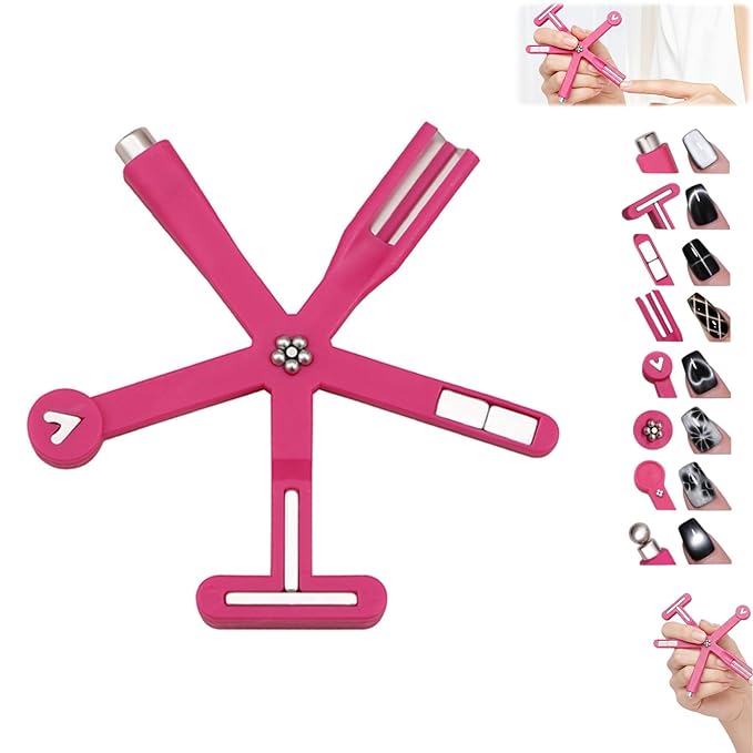 Cat Eye Magnet Kit, Nail Art Magnet Set 6 in 1 Gel Nail Polish Magnets for Nail Art, Strong Magnetic Nail Design Tools Nail Magnets for Cat Eye Gel Polish (Red-1PC)