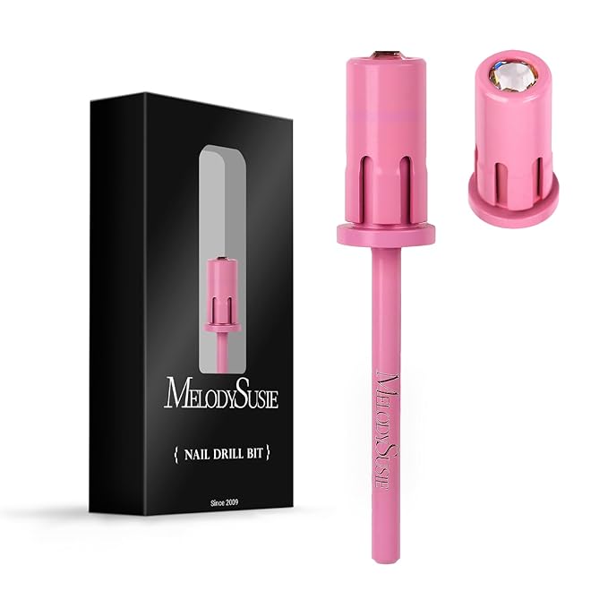 MelodySusie Crystal Top Mandrel Bit for Nails, 3/32'' Easy Off Nail Drill Bits for Sanding Bands, Suitable for Acrylic Nails Gel Manicures and Pedicures, Pink Blossom