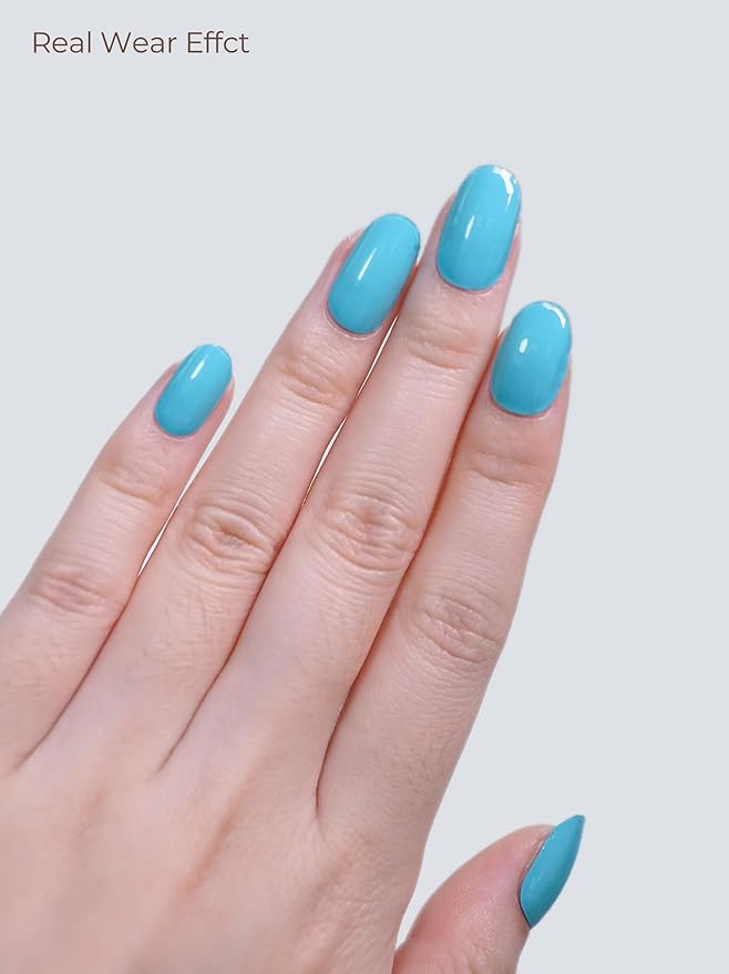 Semi Cured Gel Nail Strips - UV Light Gel Nail Stickers - 20 Long Lasting Salon Quality Wraps (Dazzling Blue)