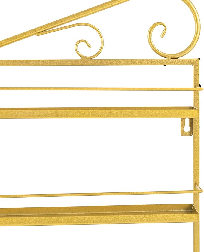 Nail Polish Rack Wall Mount, 5 Tiers Nail Polish Bottle Holder, 200 Bottles Organizer Shelf, Storage Display Holder for Home Salon Business Spa (Gold)